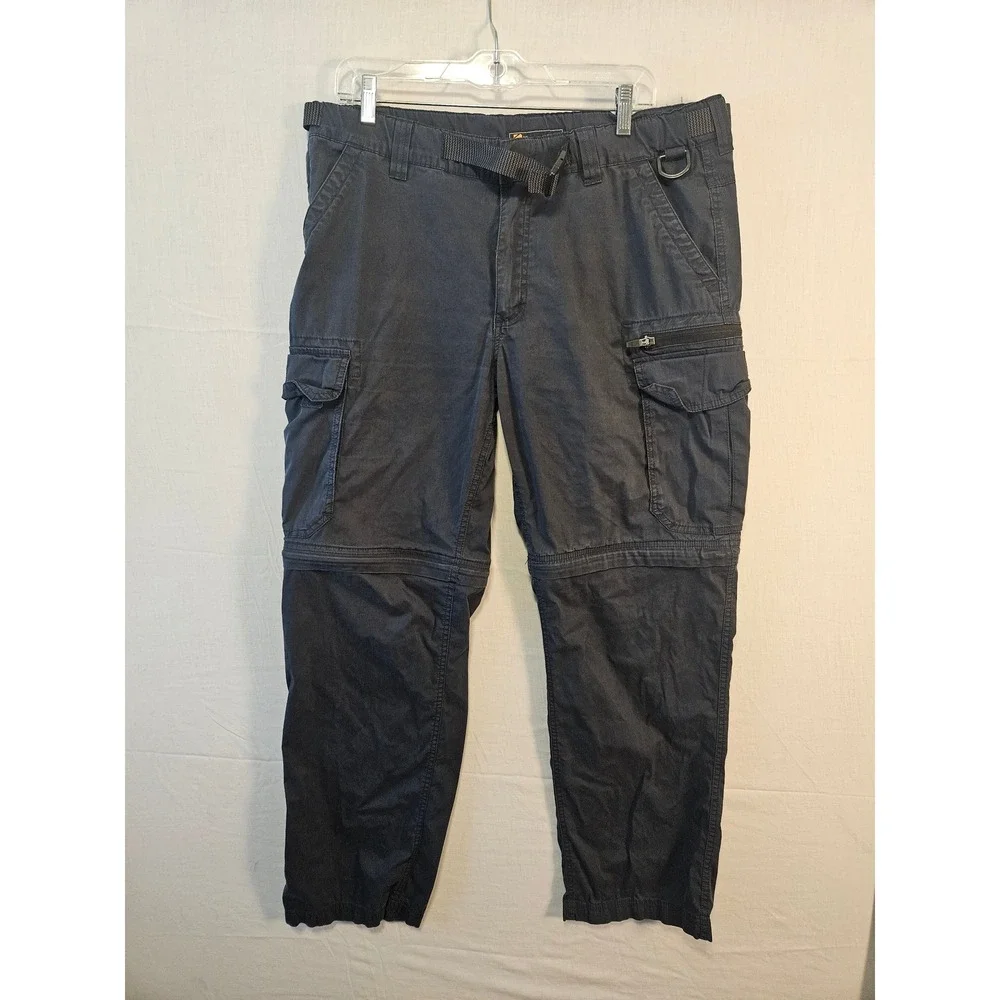BC Clothing Mens Convertible Cargo Pants Navy Blue Zip Off Hiking Trousers L 32